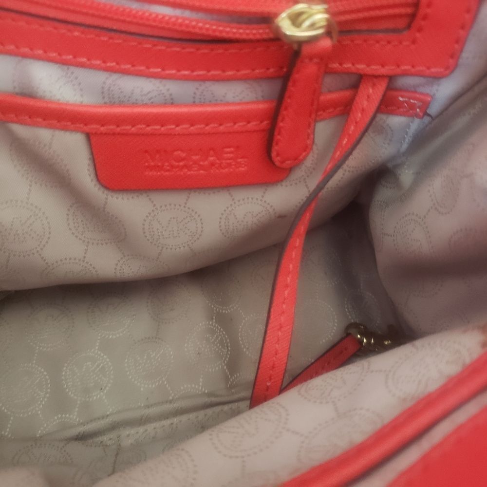 Michael Kors‎ Sutton Mandarin Orange Small Leather Handbag Purse Bag - Picture 10 of 12